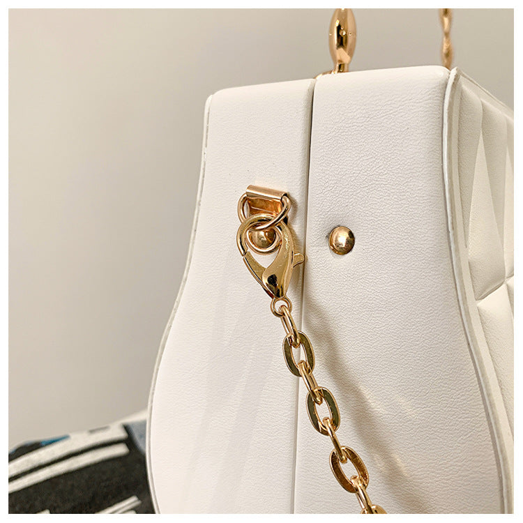 White 3D-Quilted Box Clutch