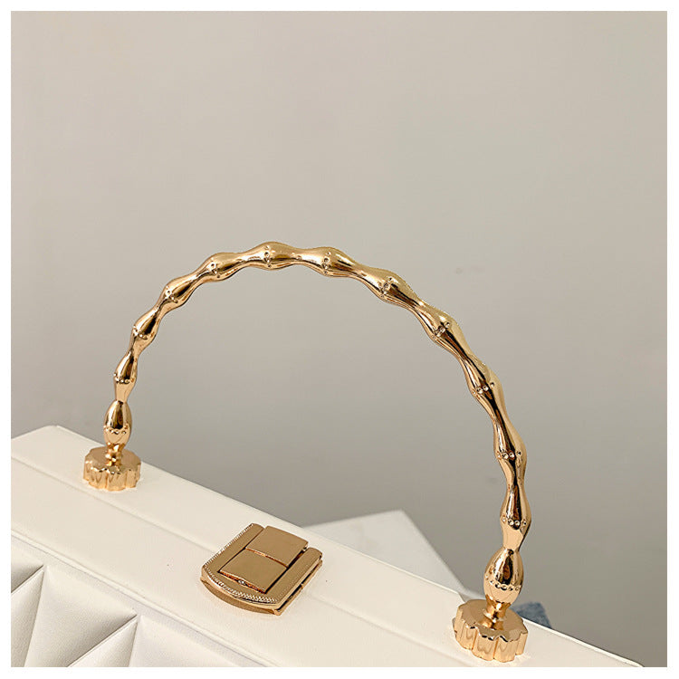 White 3D-Quilted Box Clutch