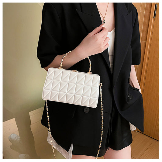 White 3D-Quilted Box Clutch